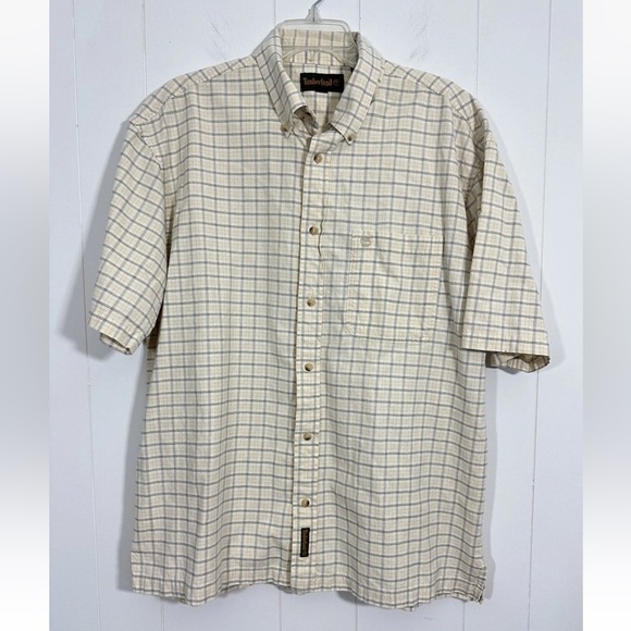 Timberland Other - Timberland Shirt Men's Size L Yellow Plaid Button Down 100% Cotton Short Sleeve